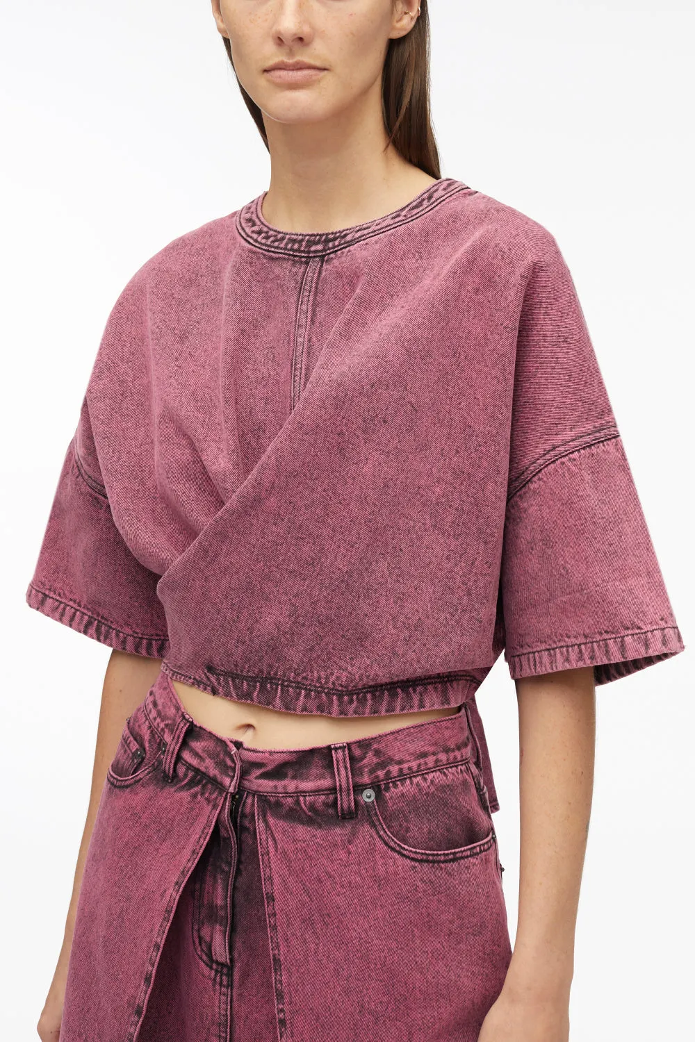 Denim Twisted Tie-Back Top