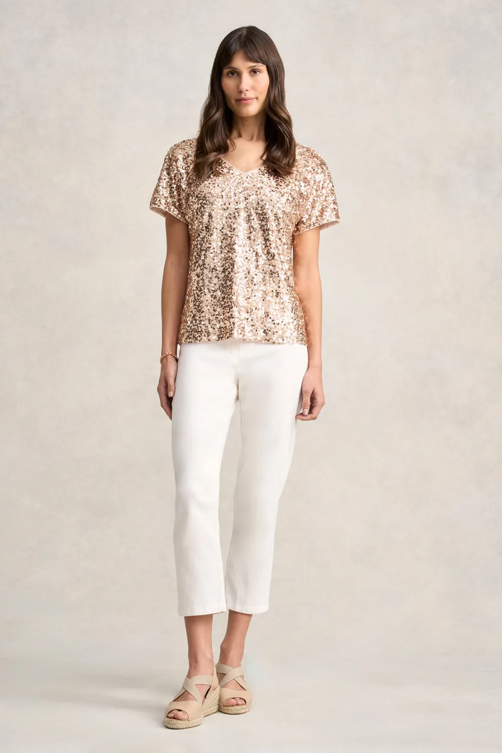 Sequin T-Shirt - Ice Gold